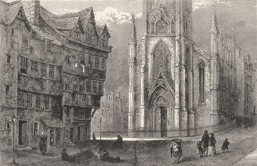 SCOTLAND. Head of West Bow, Edinburgh c1886 old antique vintage print picture